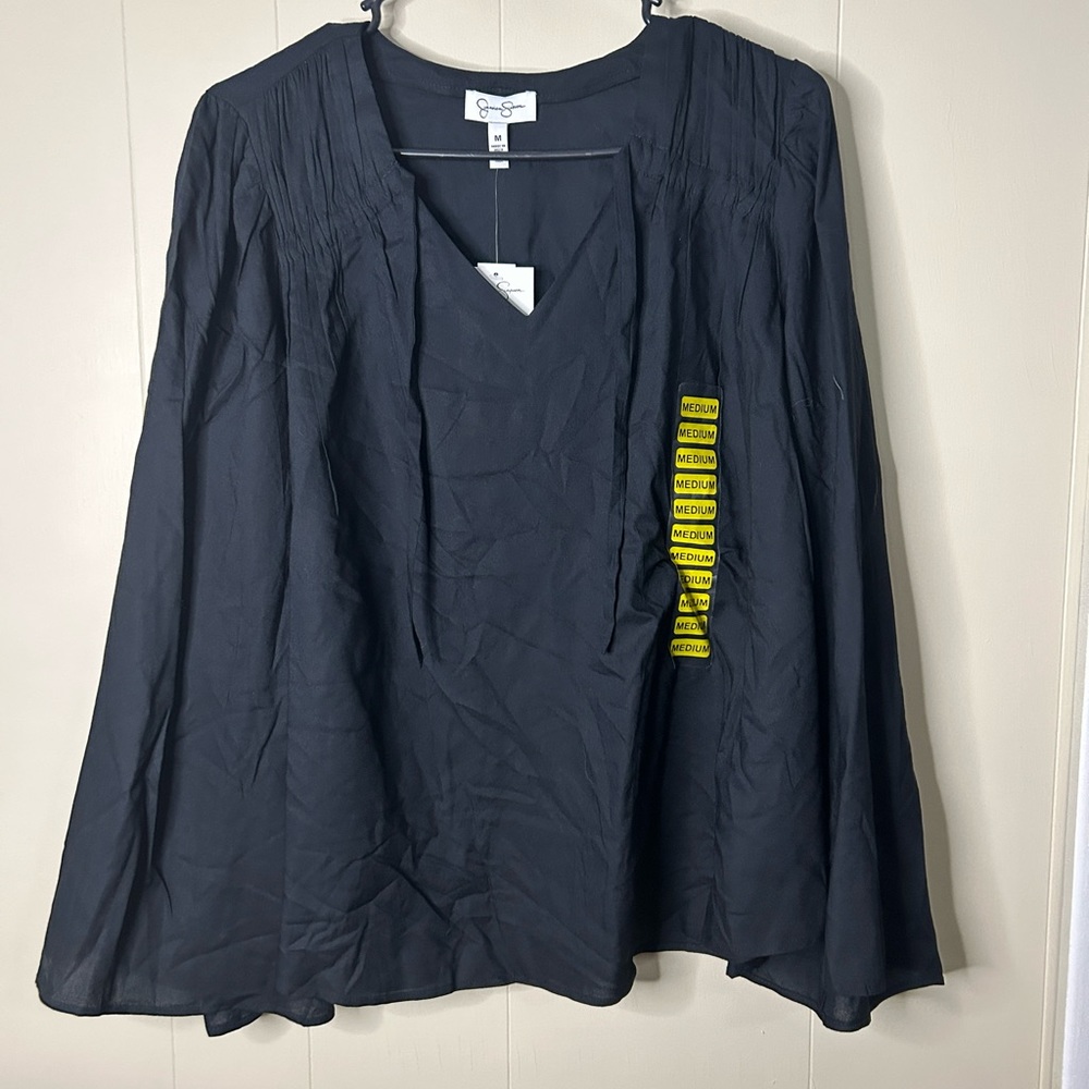 NWT Leslie Boho Blouse in Black Beauty by Jessica Simpson